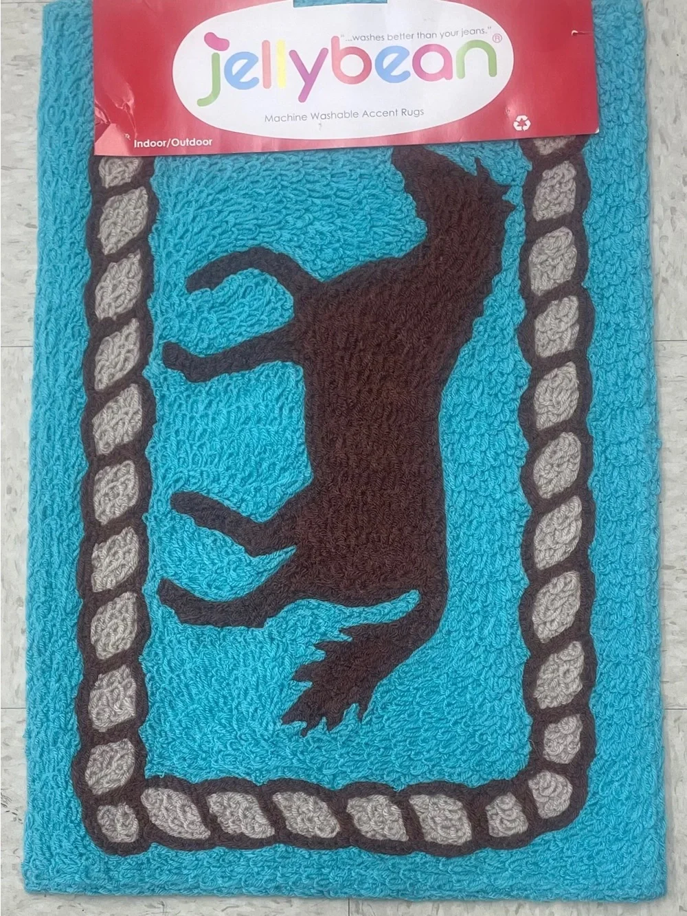 Jellybean Horse Accent Rug in Turquoise - NWT - Size: 20 x 30